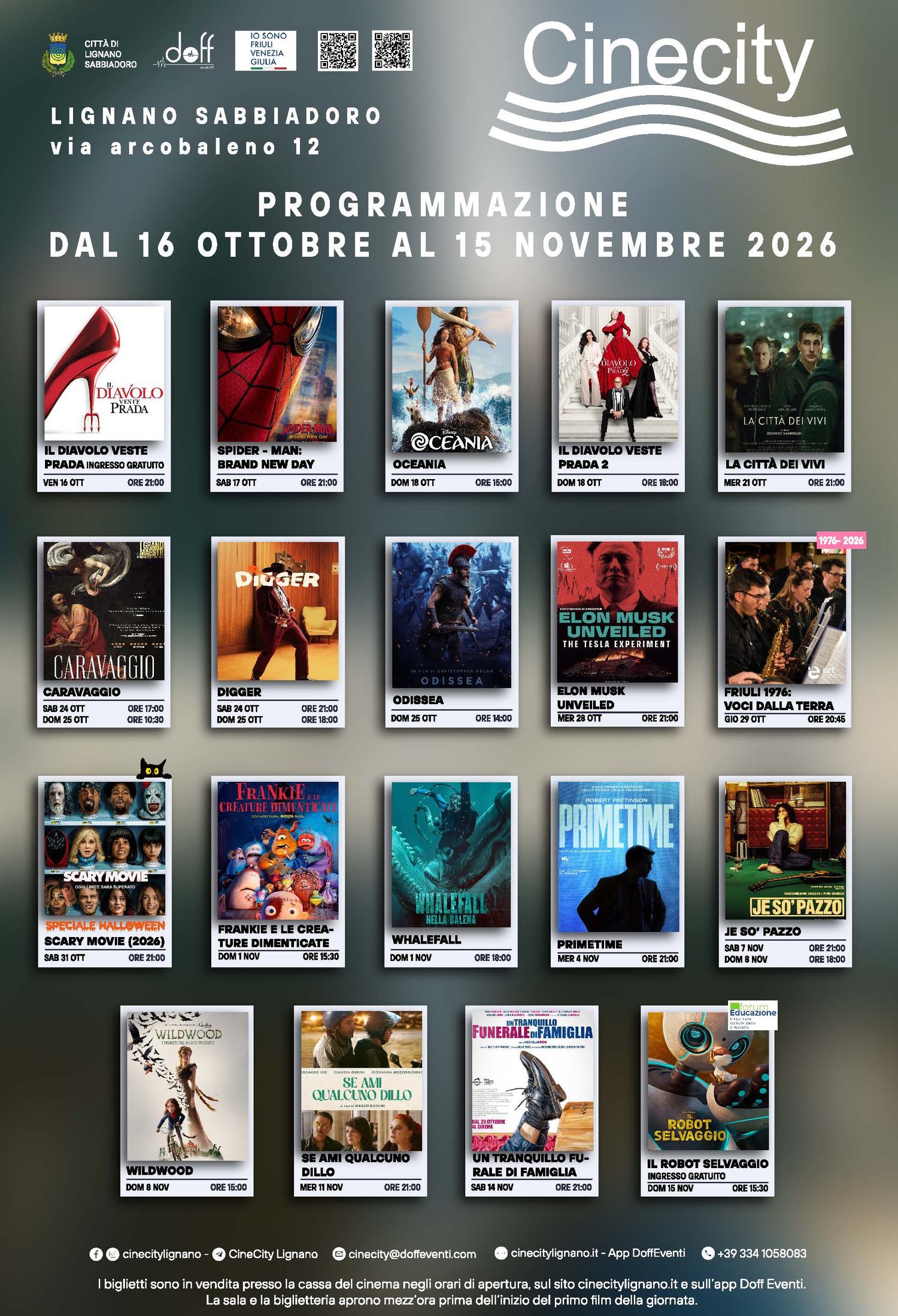 Programmazione Cinecity Ottobre-Novembre 2026